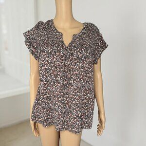 Lucky Brand Floral Peasant Top Size Medium